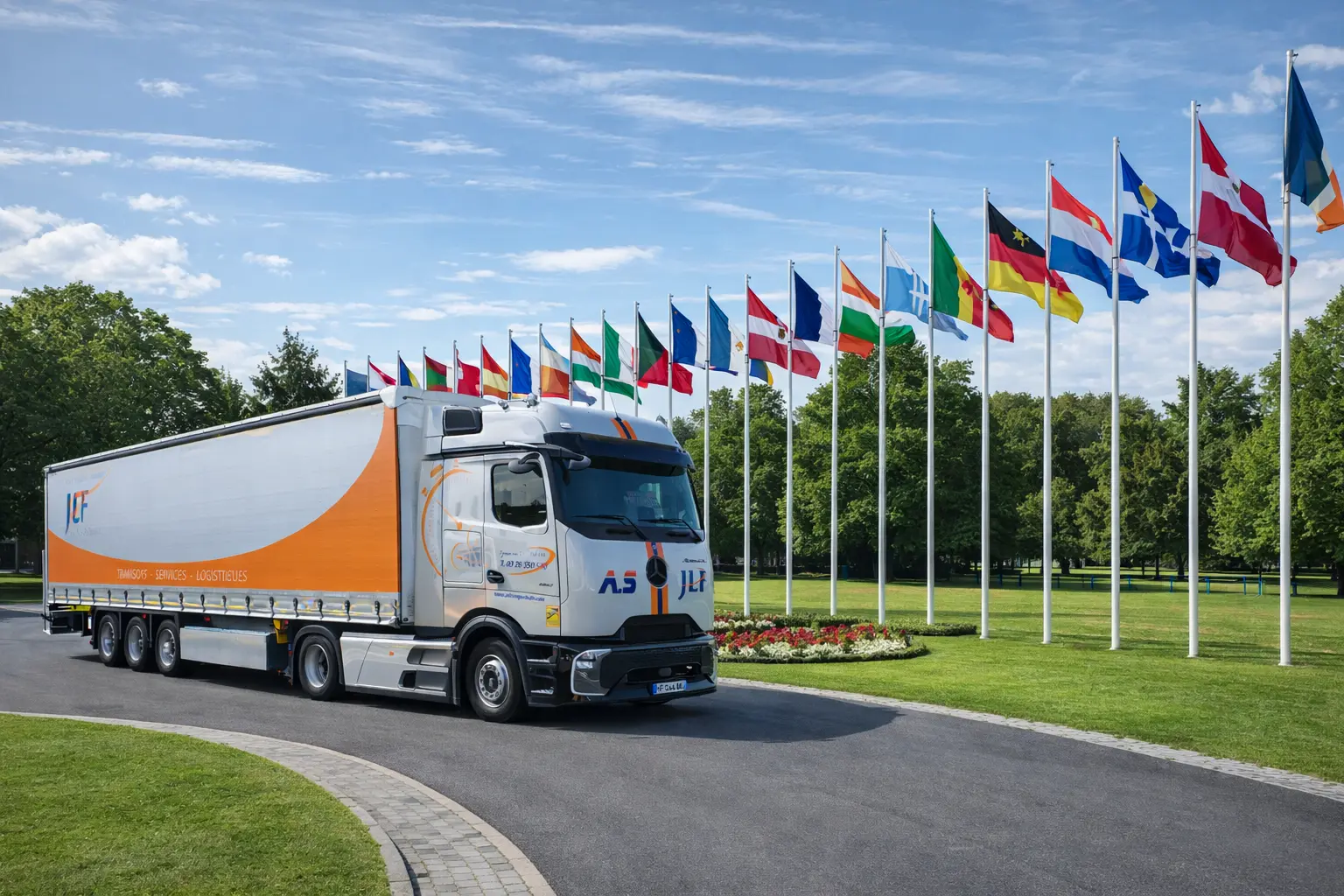 Camion AS TRANSPORTS JLF sur la route